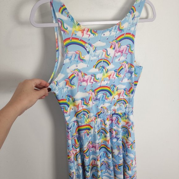 Lisa Frank Rainbow Unicorn Skater Dress Pastel Goth - Picture 8 of 9